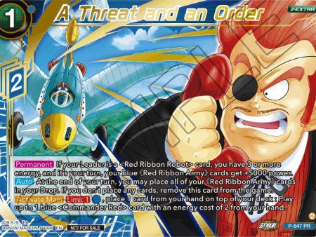 A Threat and an Order (Championship Z Extra Card Pack 2023) (P-547) [Tournament Promotion Cards] For Sale